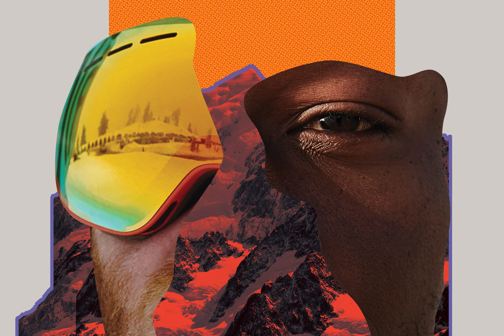 Collage image mountain and man
